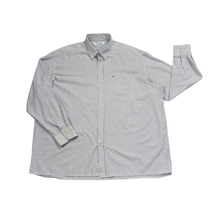 LIEVE® White & Blue Striped Button-Down Shirt(3XL)