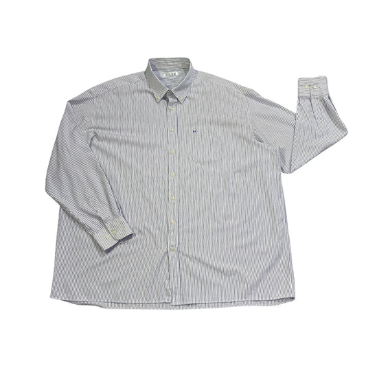 LIEVE® White & Blue Striped Button-Down Shirt(3XL)