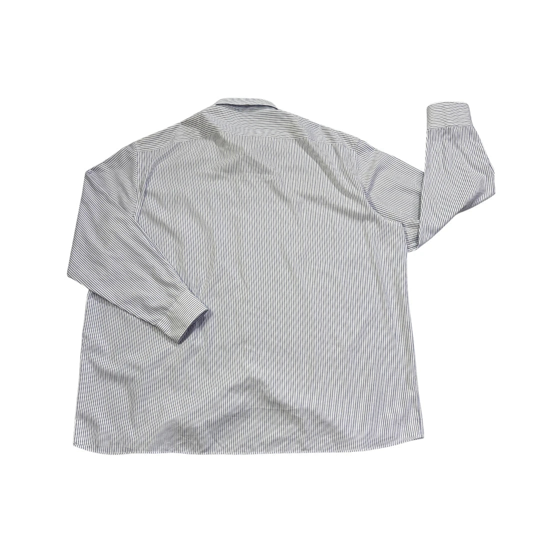 LIEVE® White & Blue Striped Button-Down Shirt(3XL)