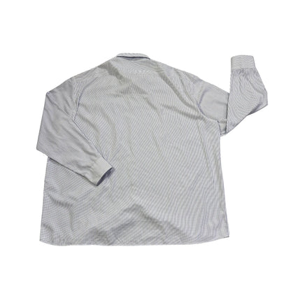 LIEVE® White & Blue Striped Button-Down Shirt(3XL)