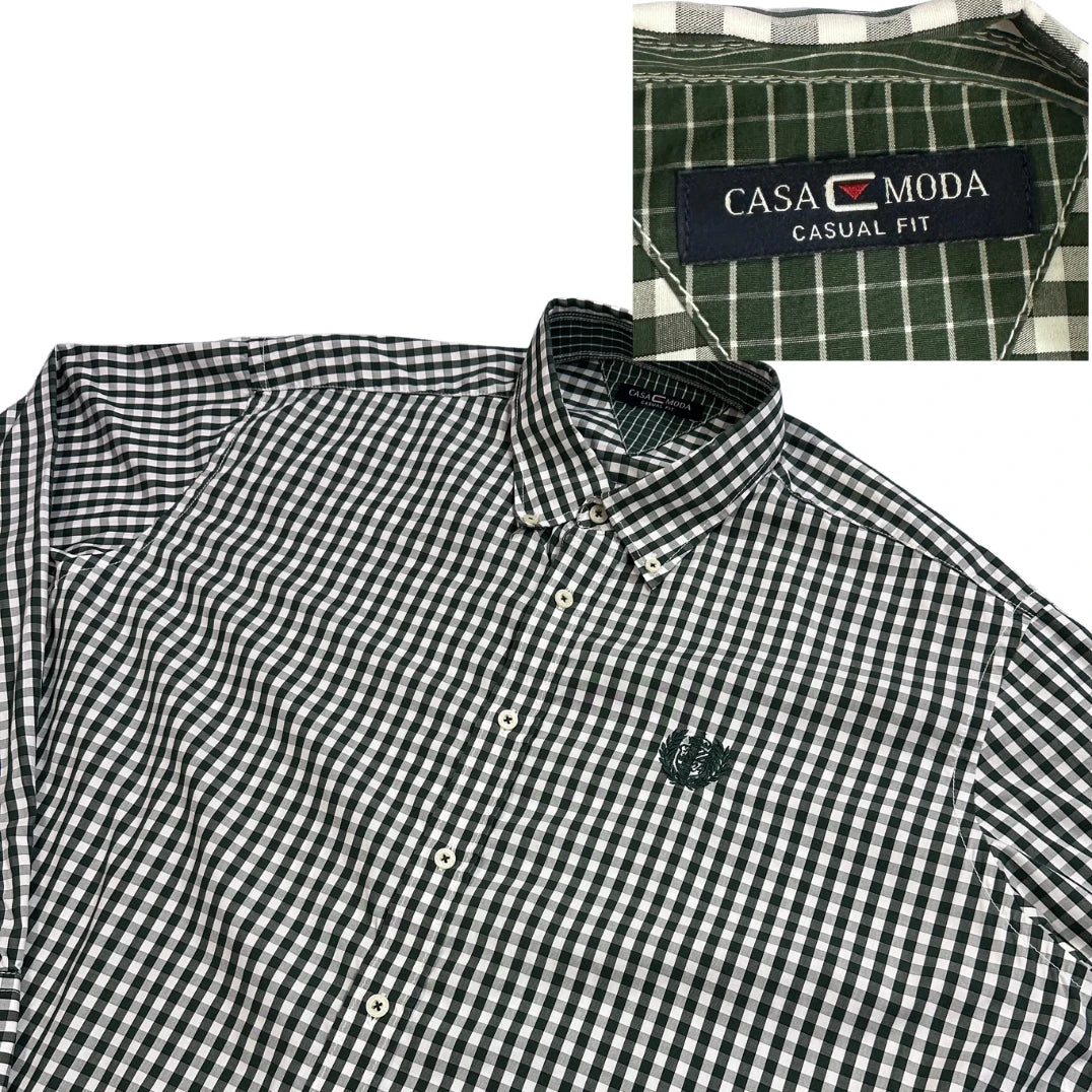CASA MODA® Green & White Check Casual Shirt(2XL)
