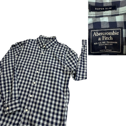 Abercrombie & Fitch® Navy & White Check Super Slim Shirt(S)