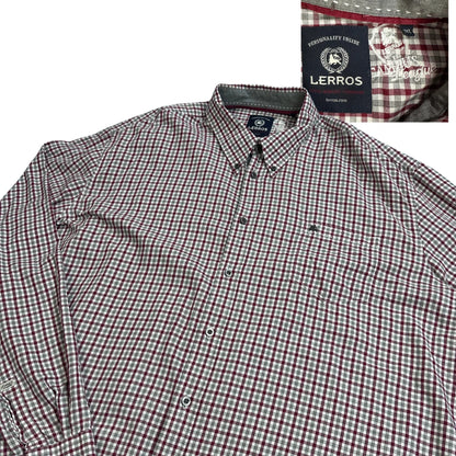 LERROS® Burgundy & White Check Casual Shirt(3XL)