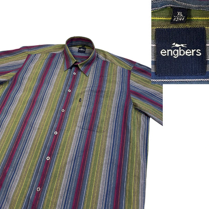 Engbers® Multicolor Vertical Striped Casual Short Sleeve Shirt(2XL)