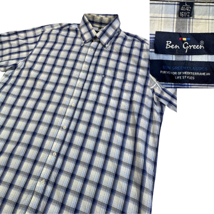 Ben Green® Blue Checked Casual Short Sleeve Shirt(L)
