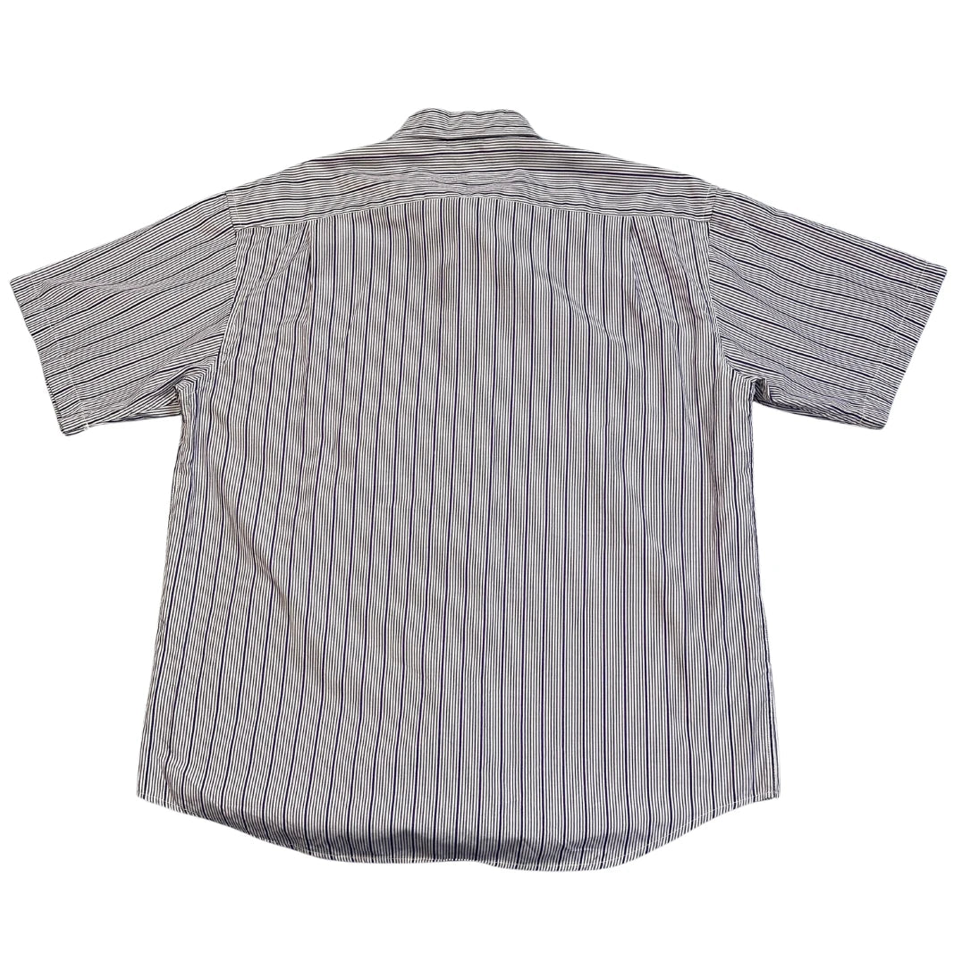 Classic Tige® White Pinstripe Casual Short Sleeve Shirt(XL)