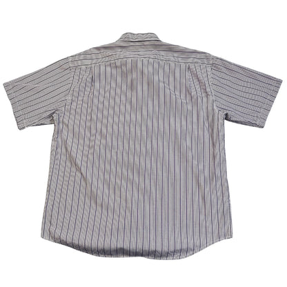 Classic Tige® White Pinstripe Casual Short Sleeve Shirt(XL)