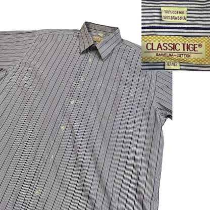 Classic Tige® White Pinstripe Casual Short Sleeve Shirt(XL)