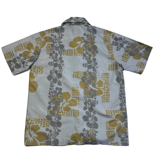 Escape® Grey Floral Hawaiian Short Sleeve Shirt(L)
