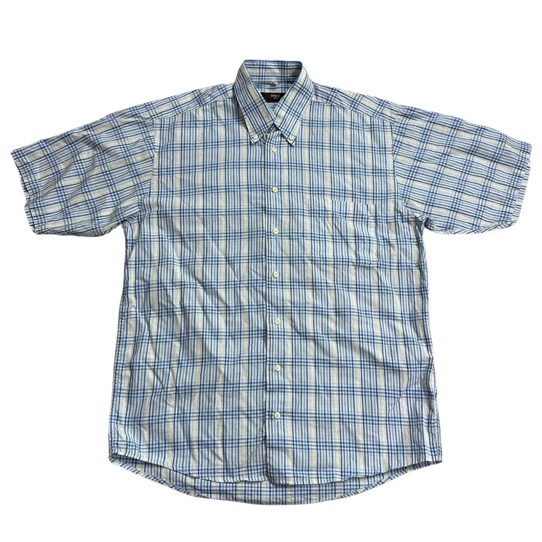 ONLY® Blue Checked Casual Short Sleeve Shirt(M)