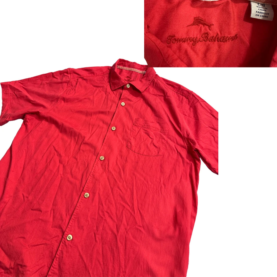 Tommy Bahama® Red Casual Short Sleeve Shirt(L)