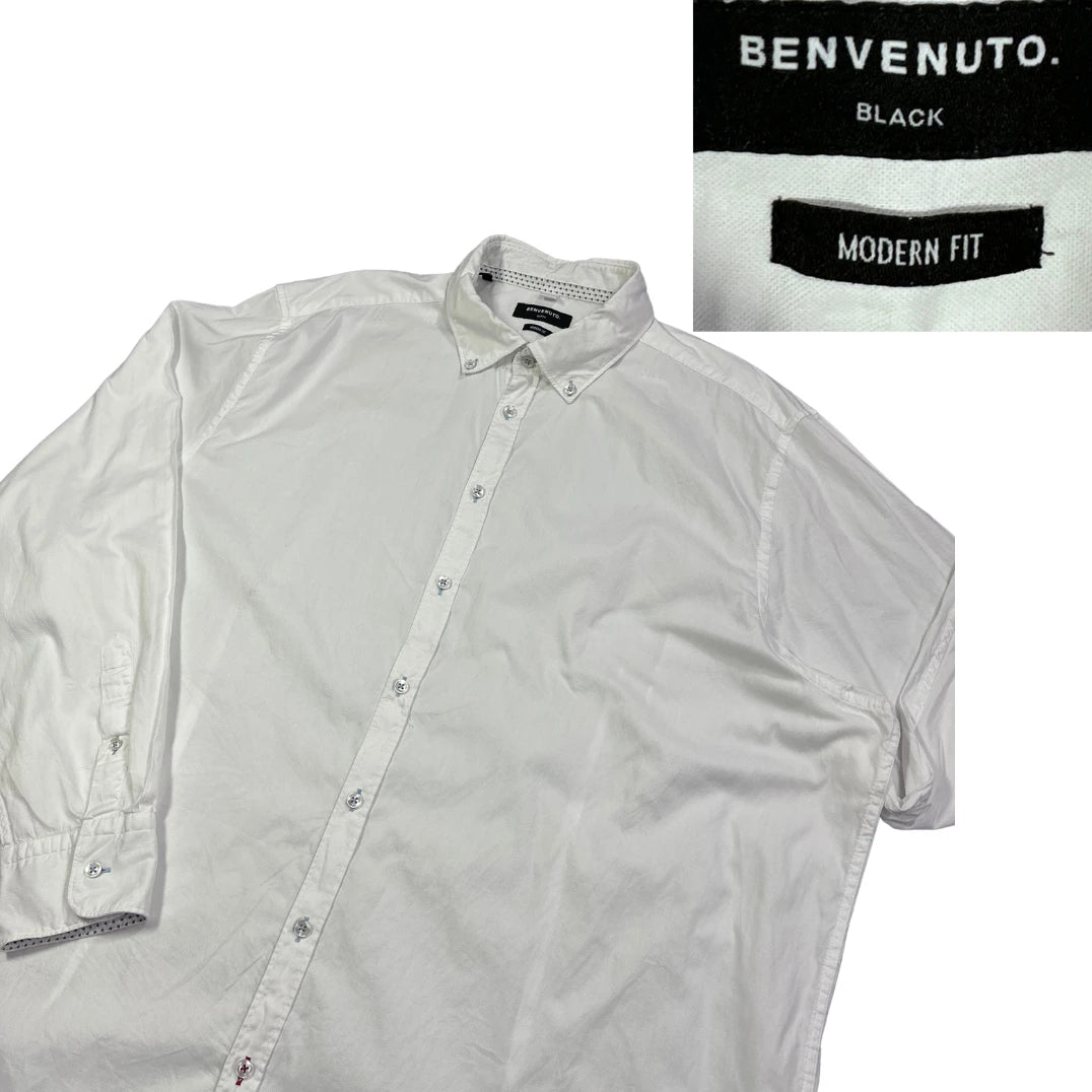 Benvenuto® White Modern Fit Button-Down Dress Shirt(2XL)