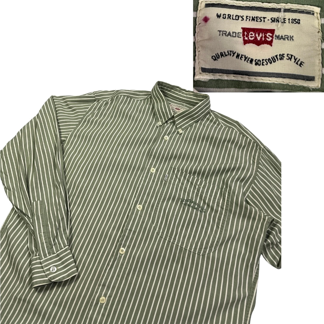Levi's® Olive Green Striped Button-Down Shirt(L)