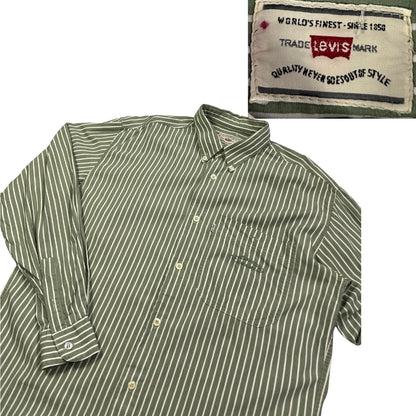 Levi's® Olive Green Striped Button-Down Shirt(L)