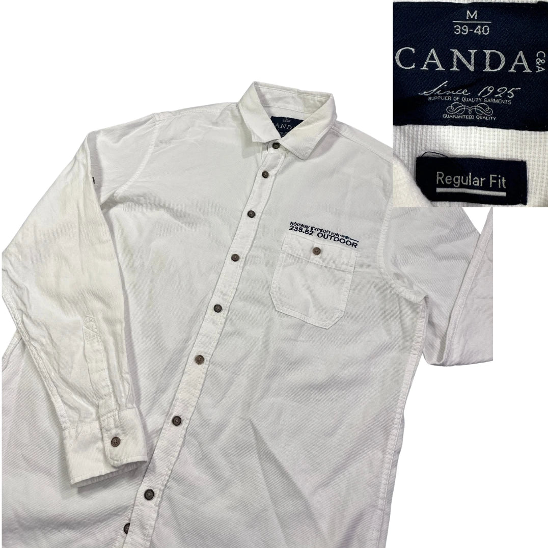 Canda® White Regular Fit Outdoor Shirt(M)