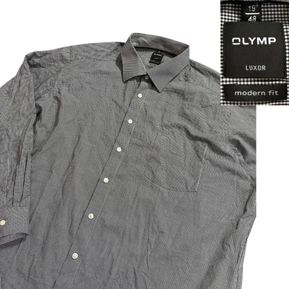Olymp® Black Micro Check Modern Fit Dress Shirt(2XL)