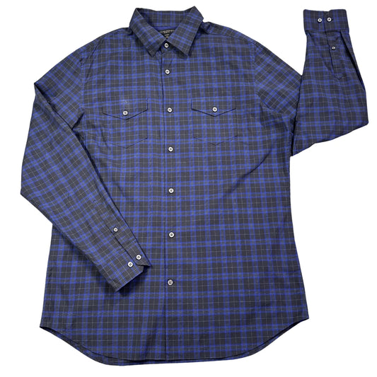 Banana Republic® Blue Plaid Slim Fit Shirt(L)