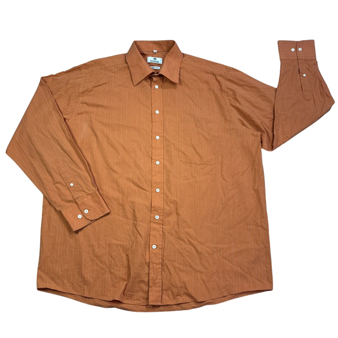 Kingfield® Brown Striped Easy Care Dress Shirt(2XL)