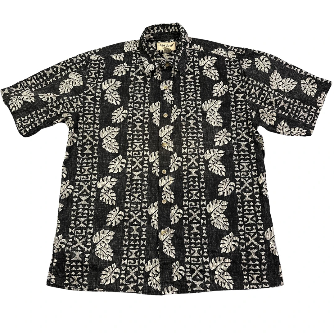 Cooke Street® Black Tropical Print Short Sleeve Shirt(M)