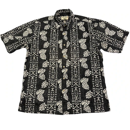Cooke Street® Black Tropical Print Short Sleeve Shirt(M)