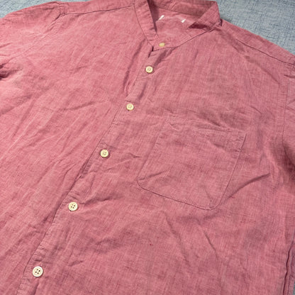 Band Collar Short Sleeve Shirt(L)