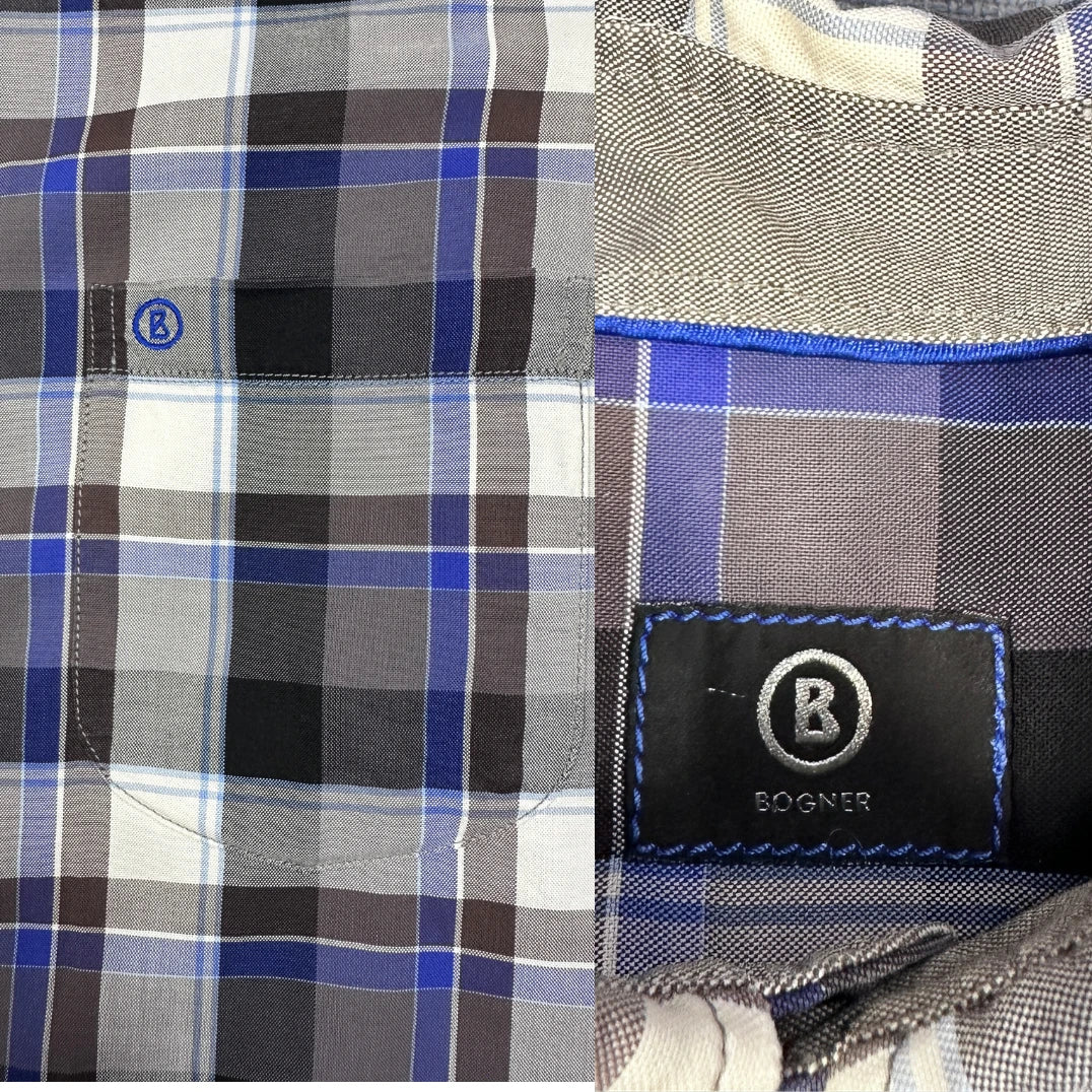 Bogner® Grey Blue Plaid Shirt(M)