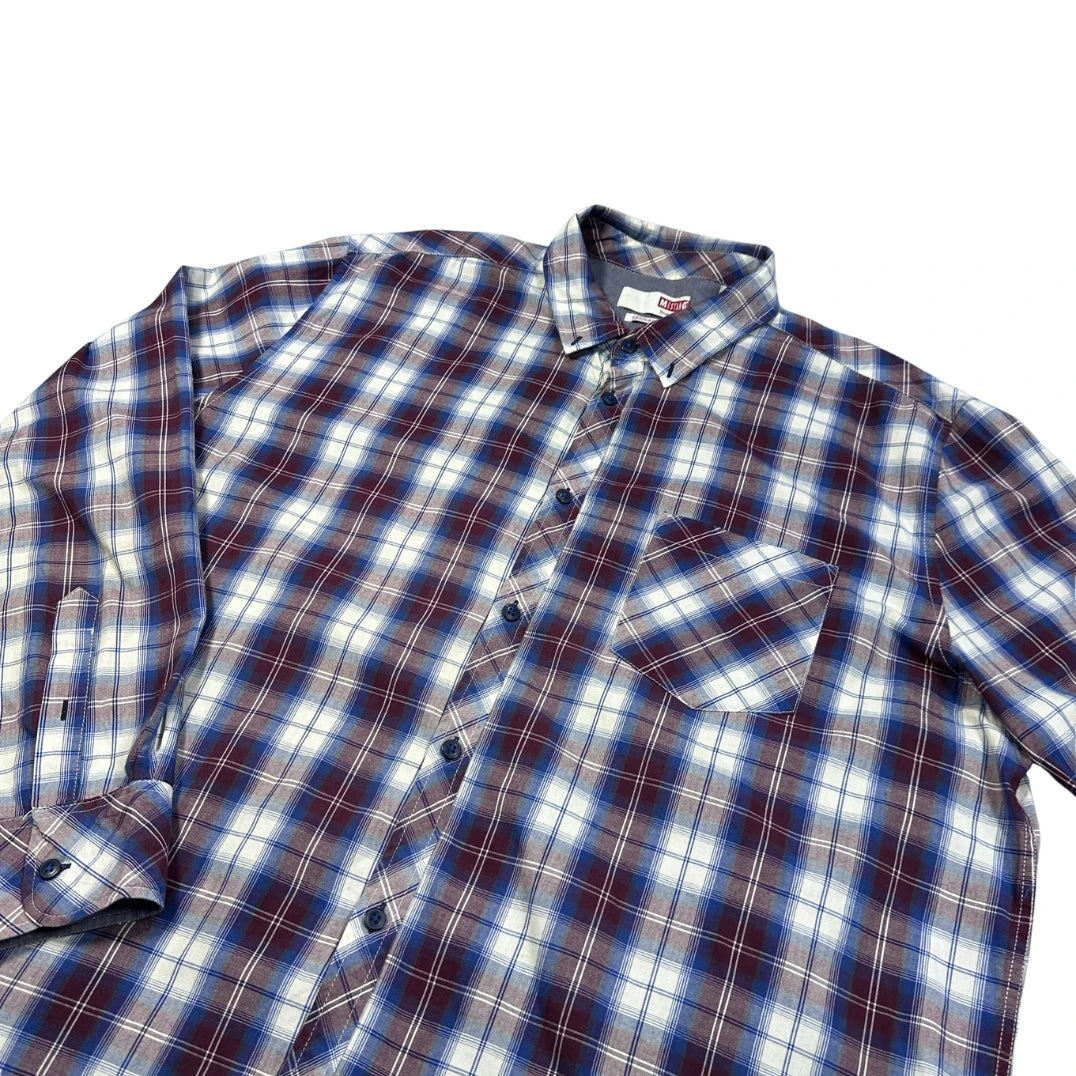 Mustang® Blue Maroon Plaid Shirt(XL)