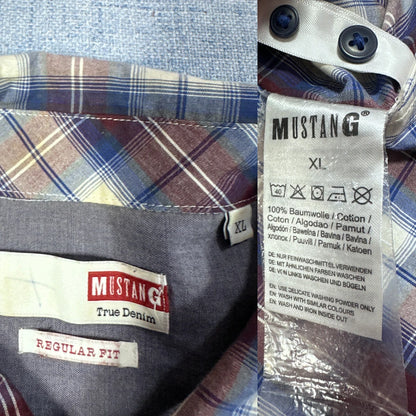 Mustang® Blue Maroon Plaid Shirt(XL)