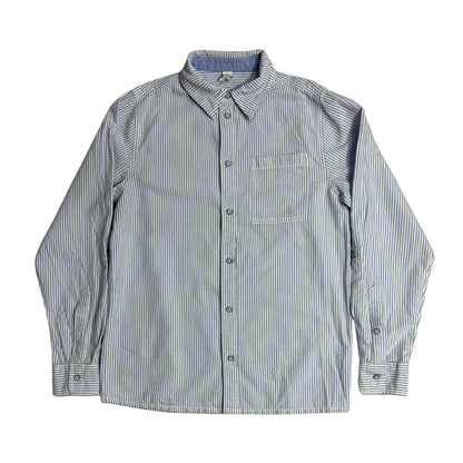 YIGGA ® Classic Blue & White Striped Button-Down Shirt 👔|CHEST 18(M)