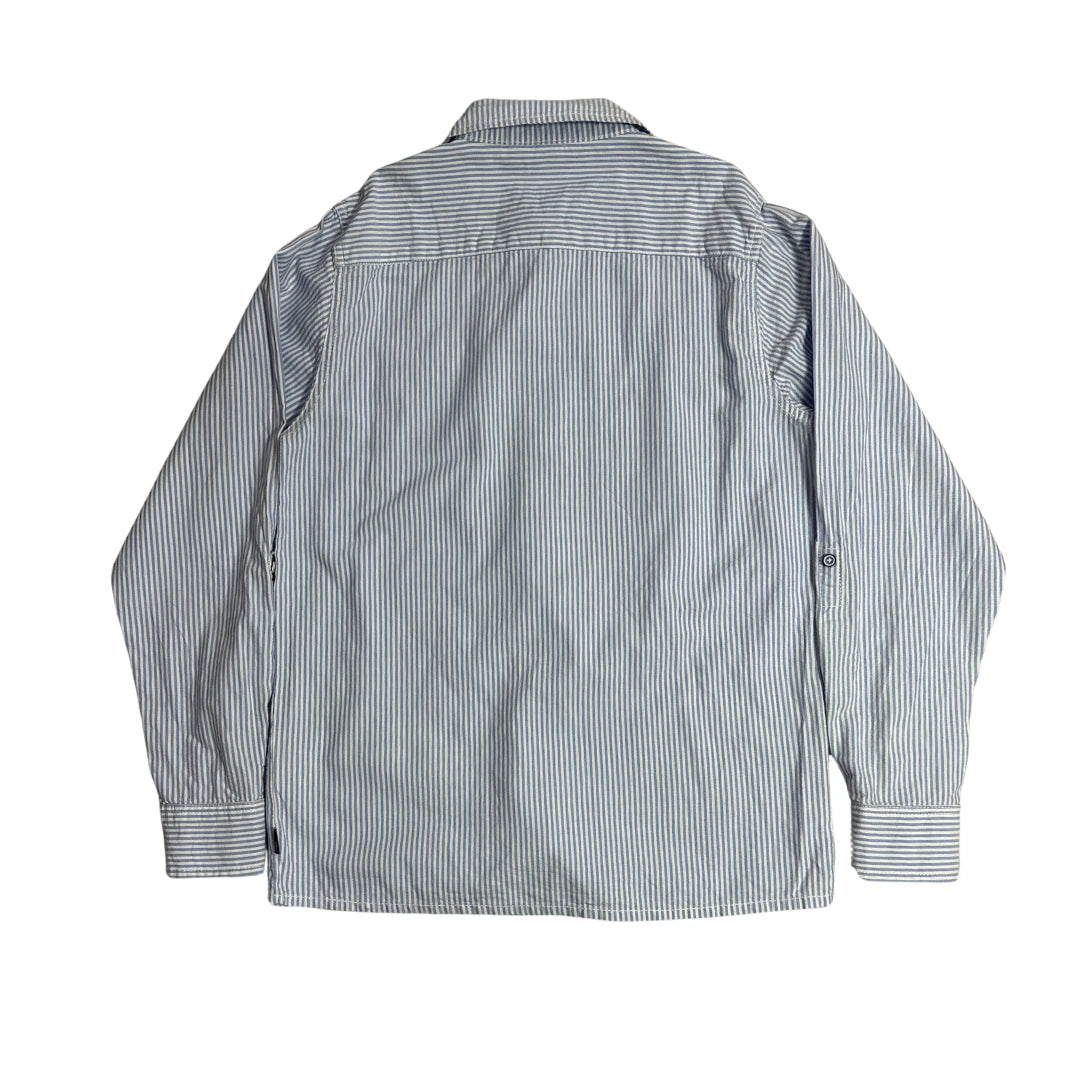 YIGGA ® Classic Blue & White Striped Button-Down Shirt 👔|CHEST 18(M)