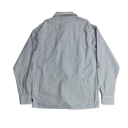 YIGGA ® Classic Blue & White Striped Button-Down Shirt 👔|CHEST 18(M)