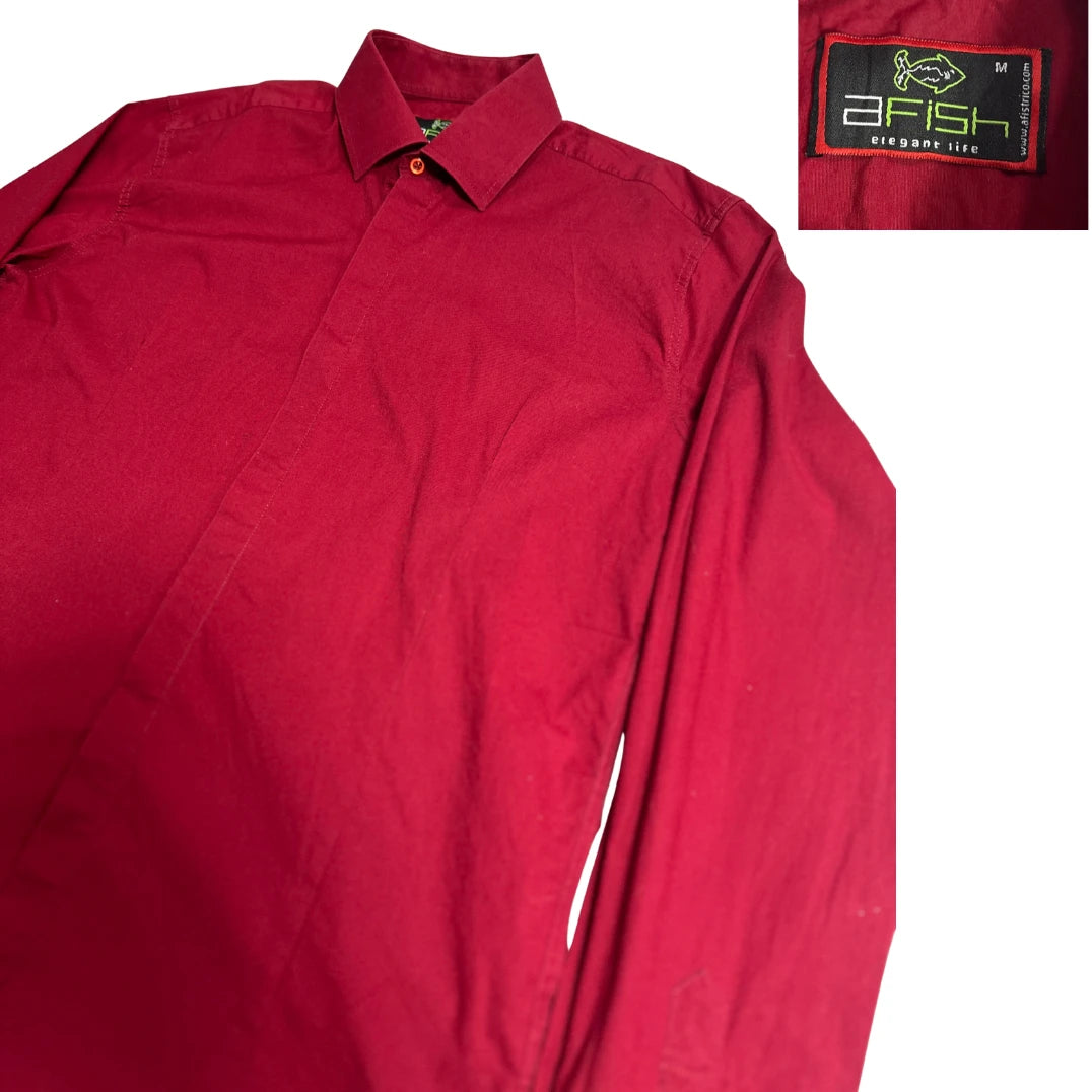 AFiSH ® Elegant Red Premium Button-Down Shirt ❤️(CHEST 19) M