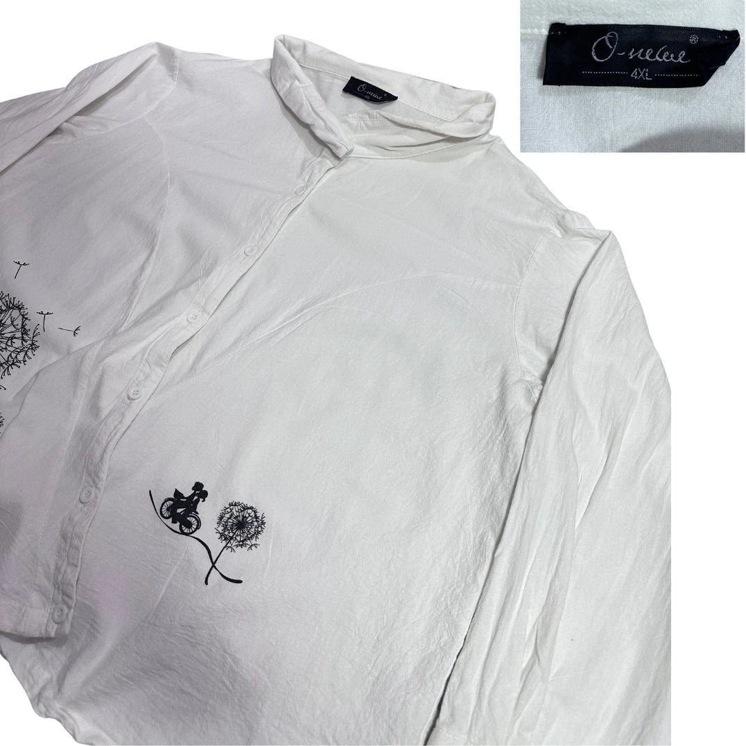 O Neill ® Off-White Artistic Print Relaxed Shirt 🎨CHEST 28 4(XL)