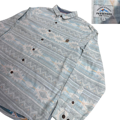 Passenger ® Geometric Pattern Button-Down Shirt 🌿|CHEST 23 L