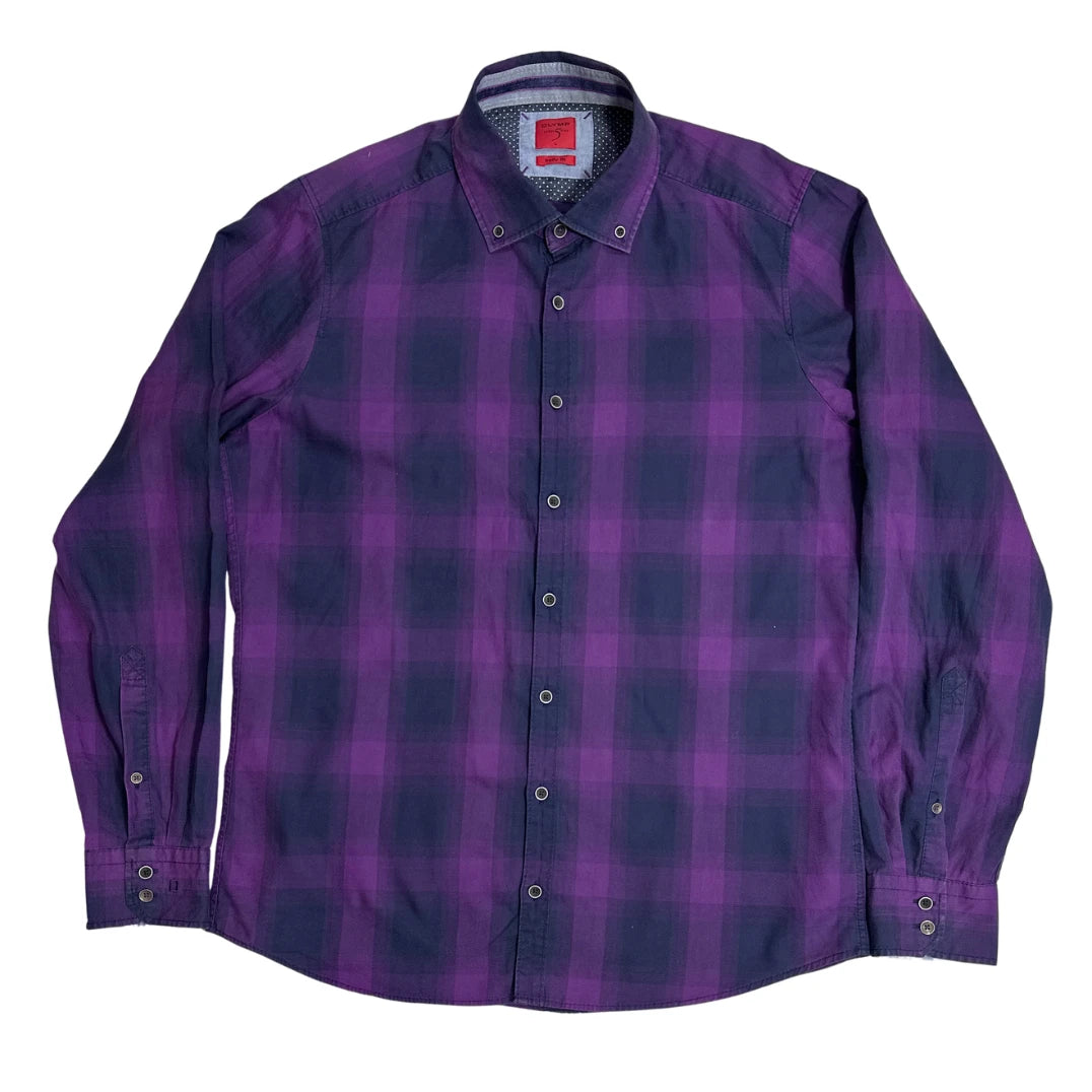 OLYMP ® Level Five Body Fit Purple Check Shirt 💜|CHEST 22(L)