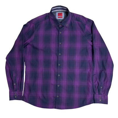 OLYMP ® Level Five Body Fit Purple Check Shirt 💜|CHEST 22(L)