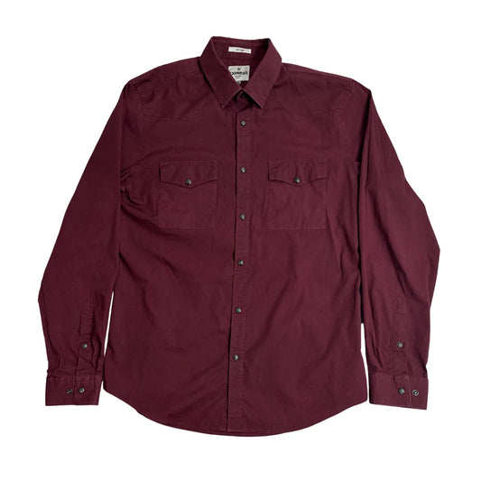 Express ®  Fitted Maroon Western Button-Down Shirt ❤️|CHEST 21 (L)