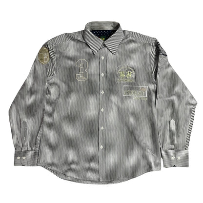 La Martina ® Striped Embroidered Statement Shirt 🏇|CHEST 22 (L)