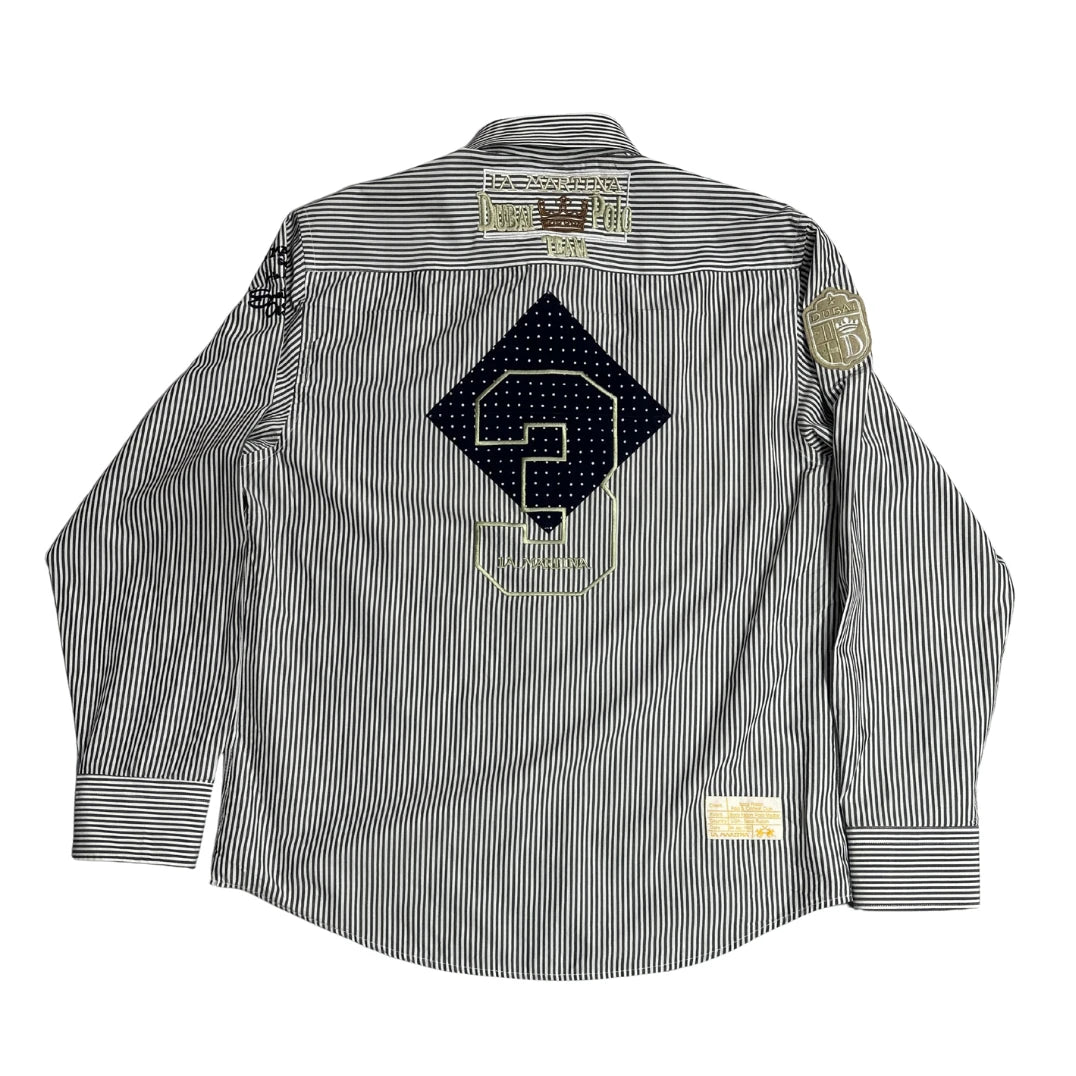 La Martina ® Striped Embroidered Statement Shirt 🏇|CHEST 22 (L)