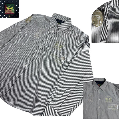 La Martina ® Striped Embroidered Statement Shirt 🏇|CHEST 22 (L)