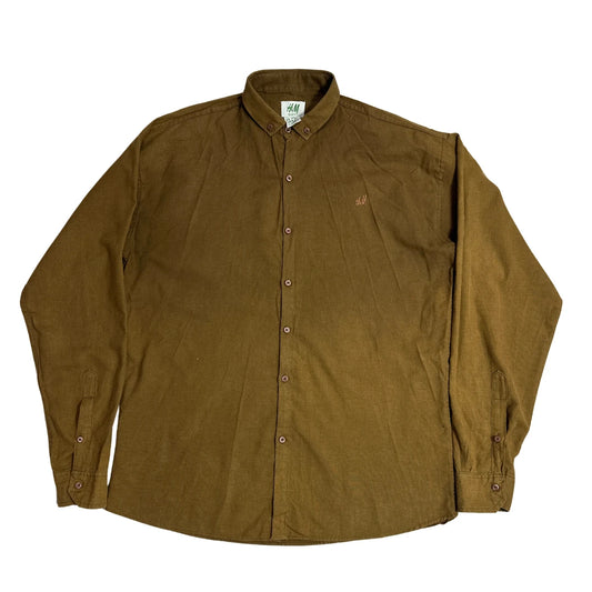 H&M ® Slim Fit Olive Brown Button-Down Shirt 🌿|CHEST 22
