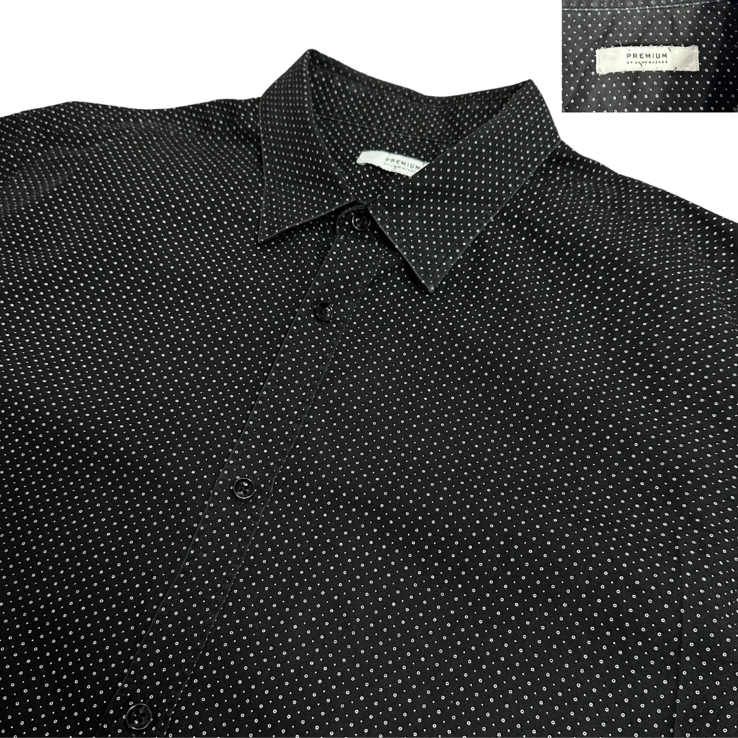 Jack & Jones ® Premium Black Micro Dot Button Down Shirt 🖤|CHEST 22