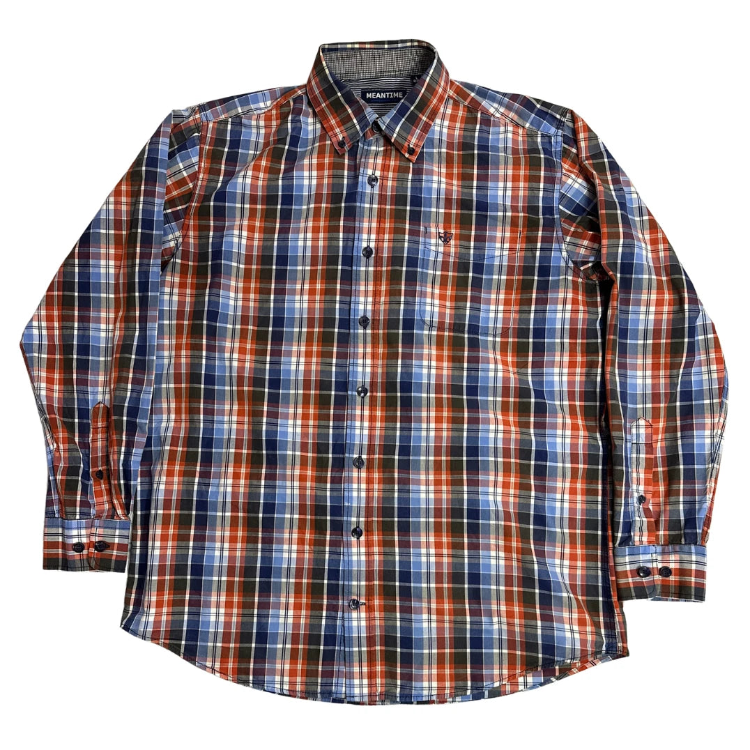 Meantime ®  Multi Color Plaid Button Down Shirt 🔵🔴