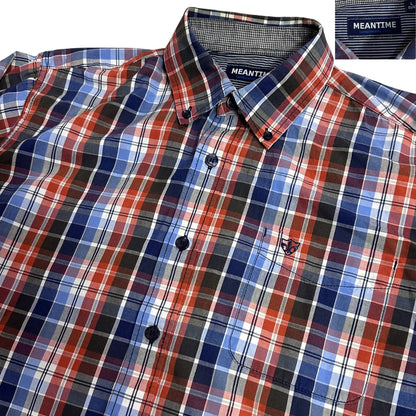 Meantime ®  Multi Color Plaid Button Down Shirt 🔵🔴