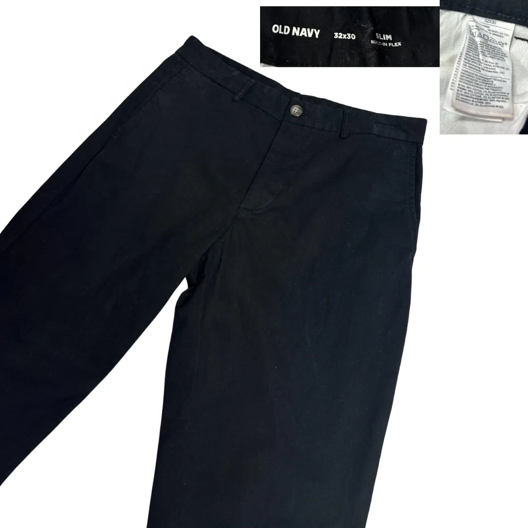 Old Navy Black Slim Built-In Flex Trousers – Smart Everyday Wear 🖤👖