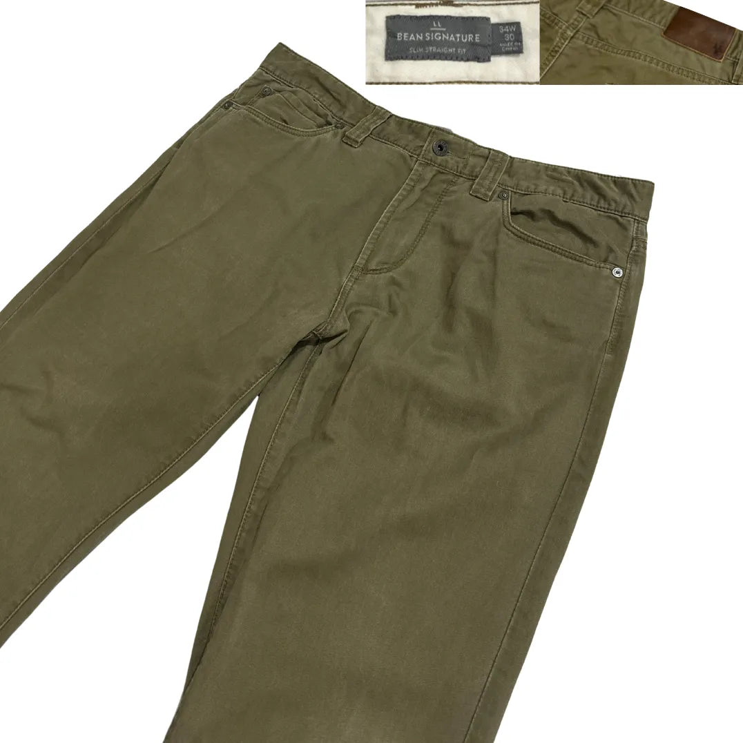 Bean Signature Slim Straight Olive Pants 👖🌿
