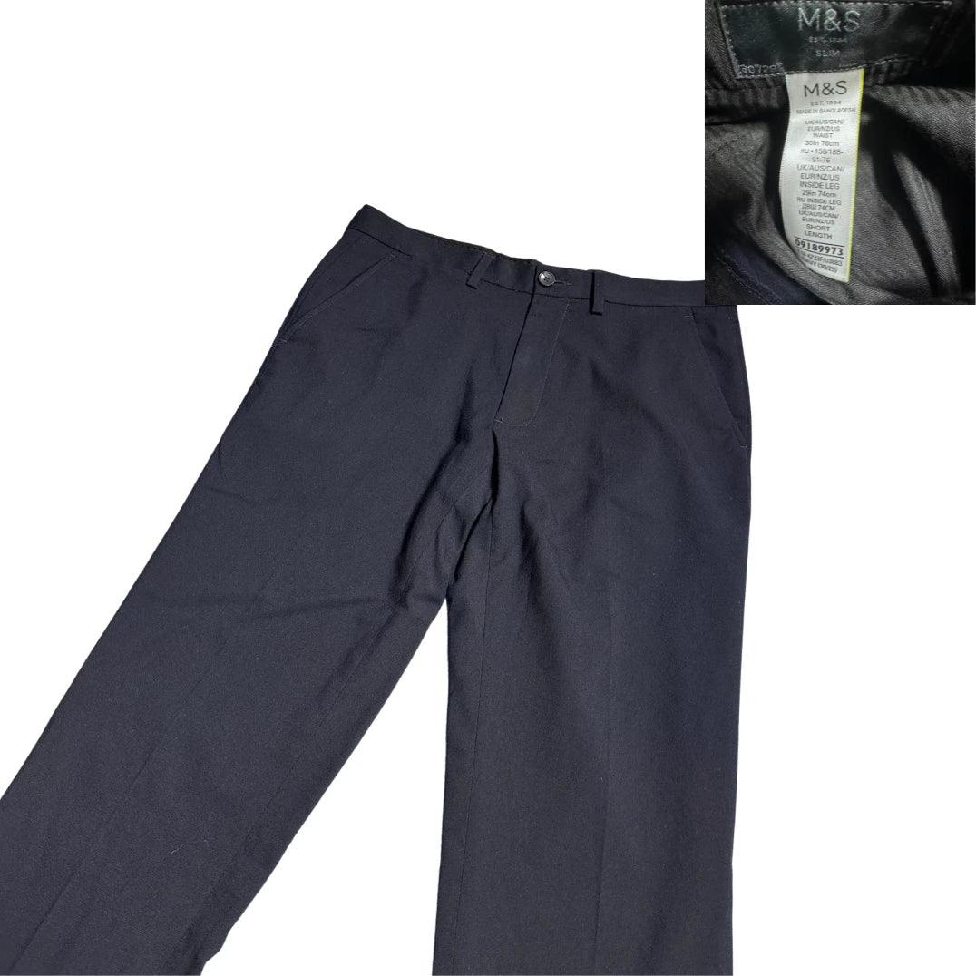 M&S® Navy Slim Formal Trousers