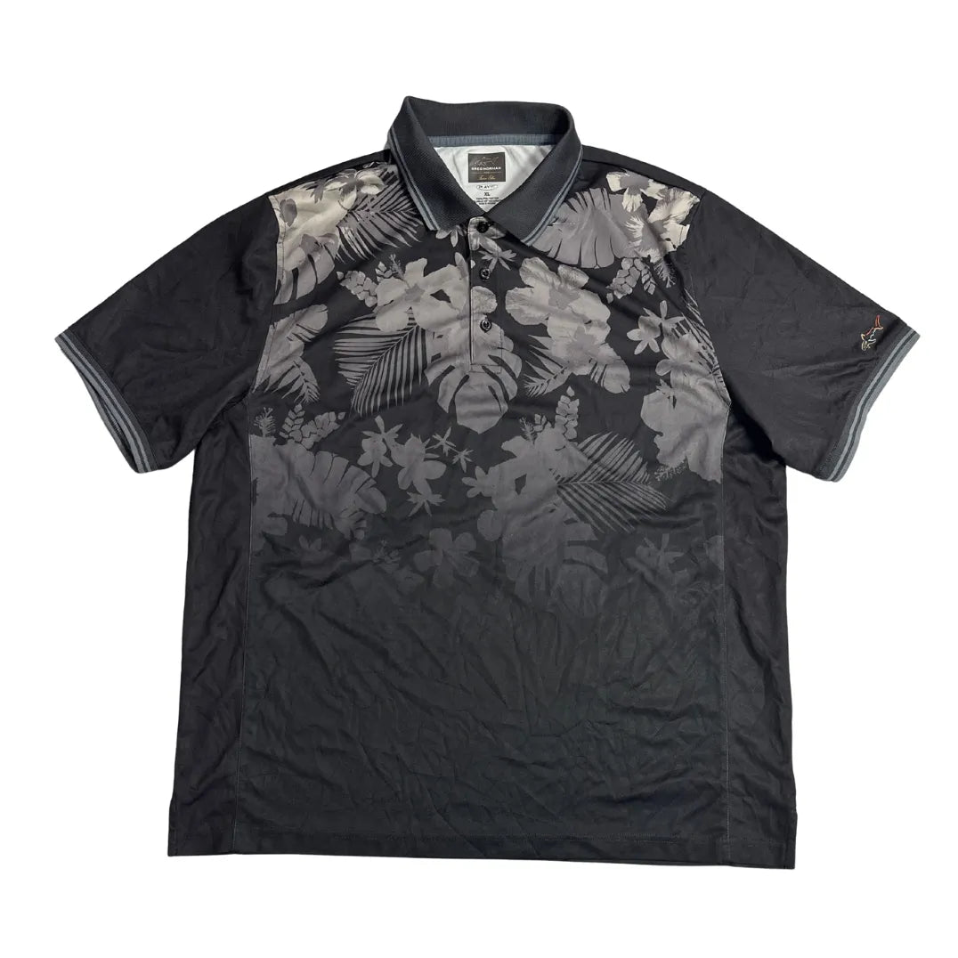 Greg Norman PlayDry Black Floral Performance Polo Shirt