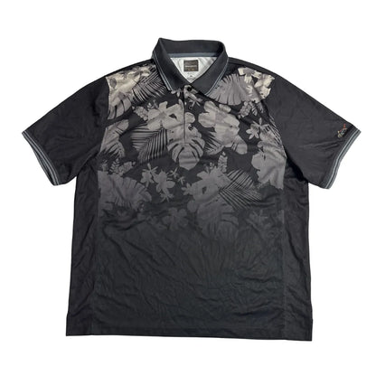 Greg Norman PlayDry Black Floral Performance Polo Shirt