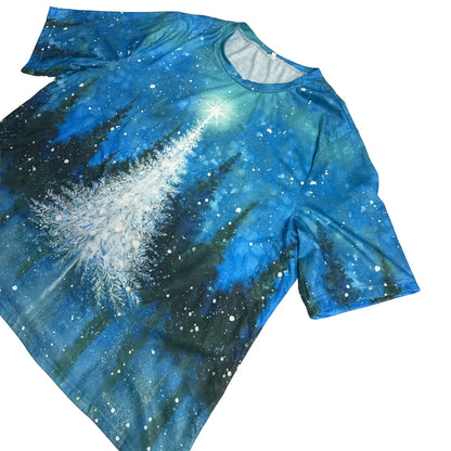 Artistic Winter Night Tree Graphic T-Shirt